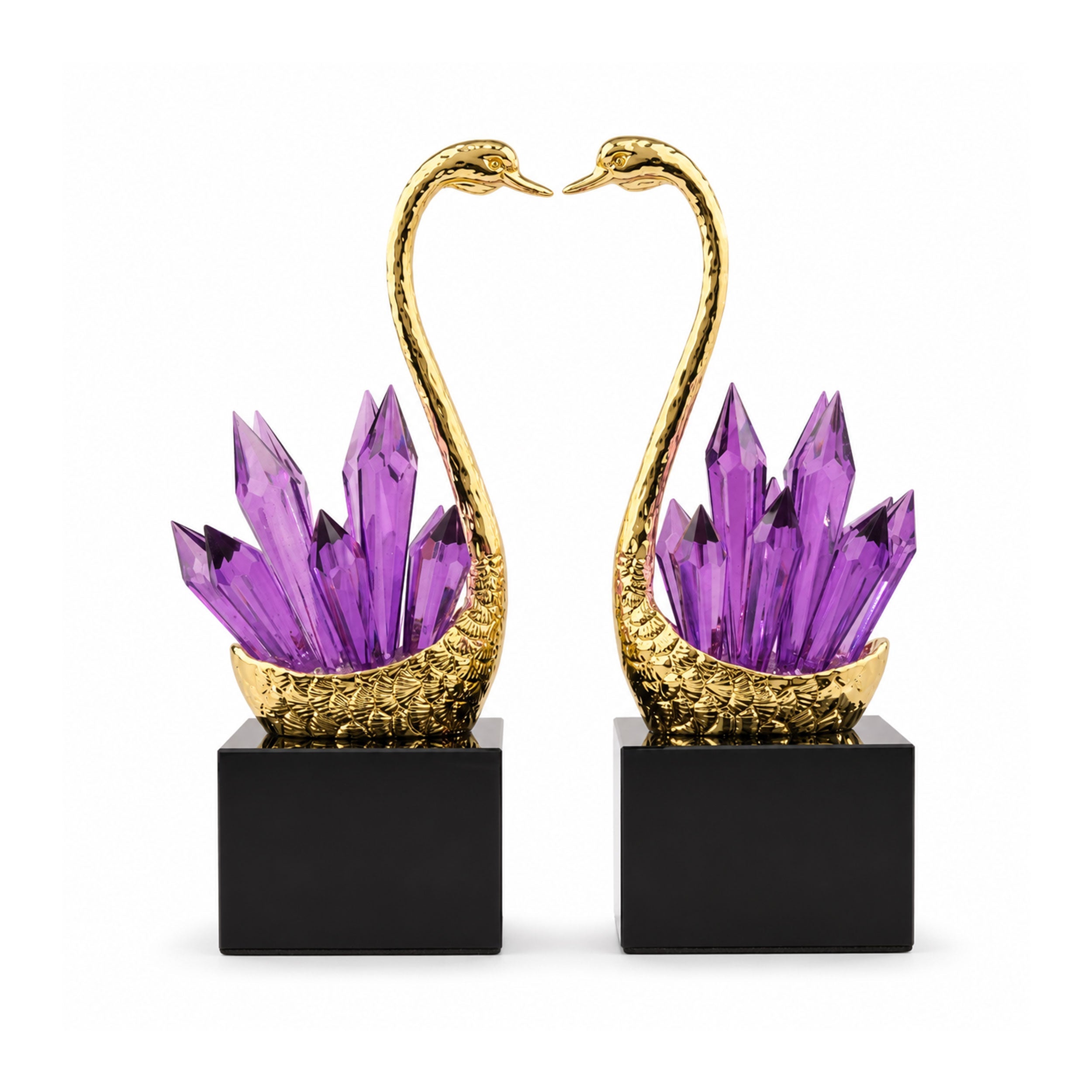 Amethyst Crystal Swan Sculpture